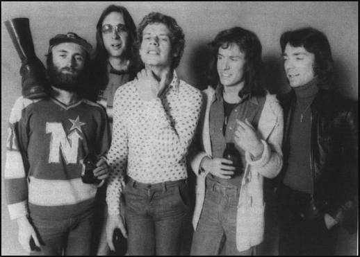 Genesis (1976 lineup) from Left to Right - Phil Collins, Mike Rutherford, Bill Bruford, Tony Banks, Steve Hackett
